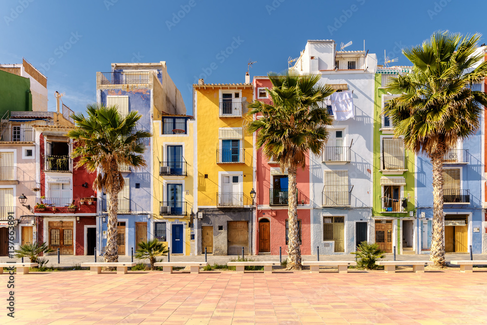 Colorful homes in Mediterranean village of Villajoyosa