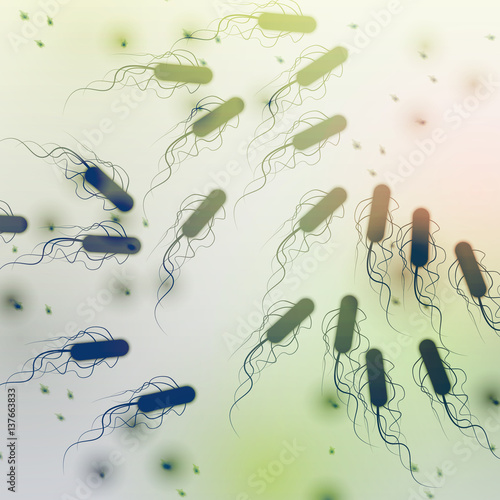 Group of E. coli Bacteria - Vector Illustration.
