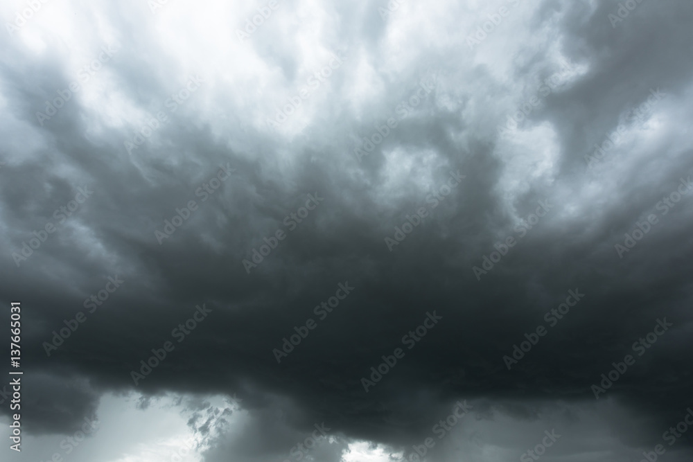 Fototapeta premium Dark sky and black clouds before rainy, Dramatic black cloud and thunderstorm