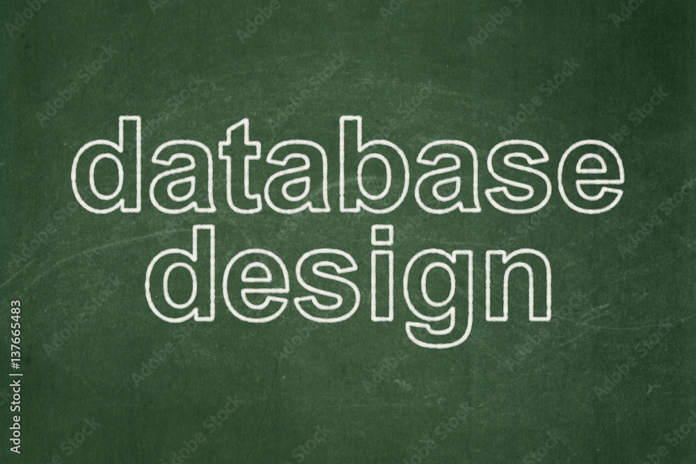 Software concept: Database Design on chalkboard background Software concept: Database Design on chalkboard background