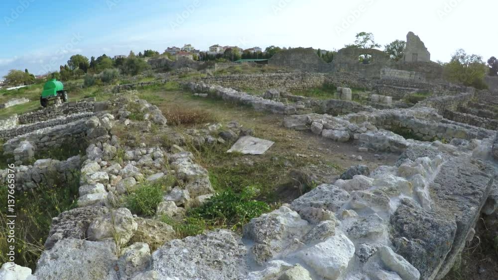 Stone wall ruins of the Greek town of Chersonese Stone wall ruins of the Greek town of Chersonese