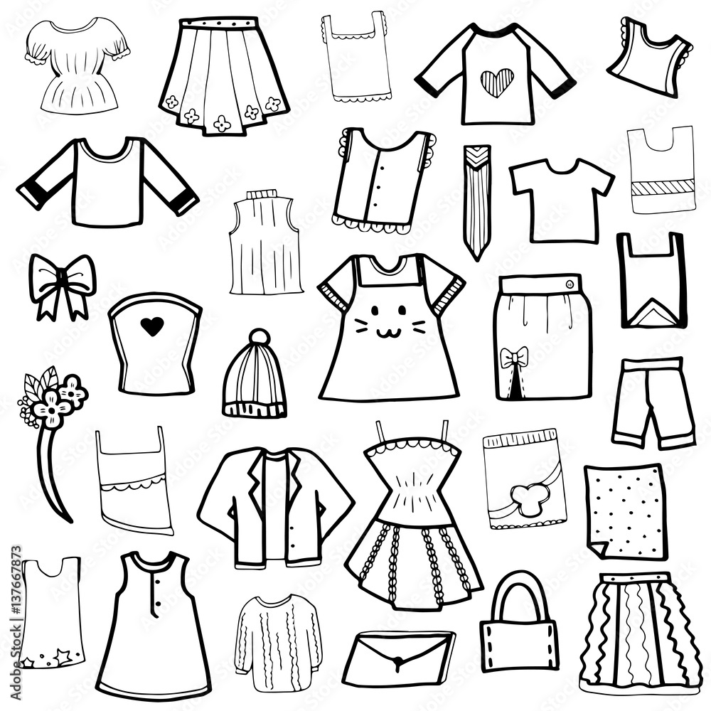 Vettoriale Stock clothes doodle vector set Adobe Stock