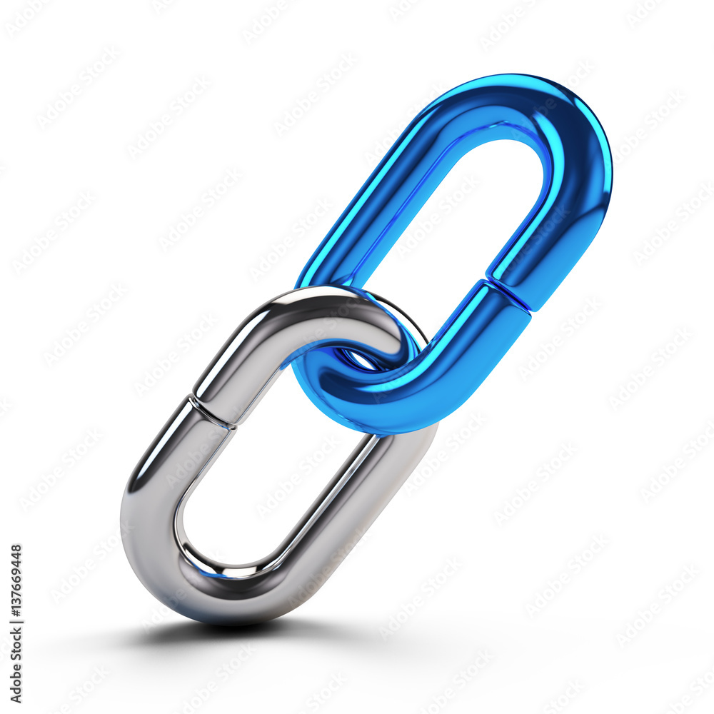 Lock, connection concept - Chain Link icon isolated on white. 3d rendering Lock, connection concept - Chain Link icon isolated on white. 3d rendering