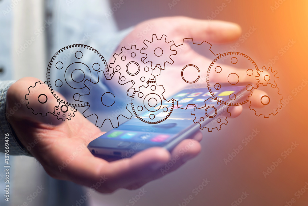 Concept of setting a technology interface with cogwheel - Gear wheel concept Concept of setting a technology interface with cogwheel - Gear wheel concept
