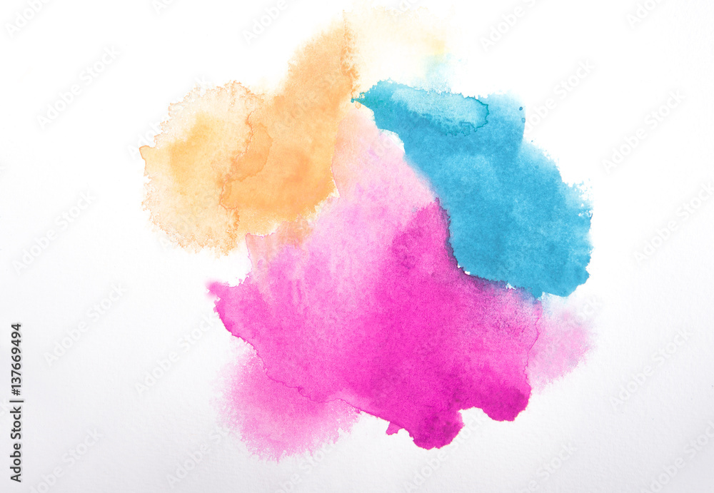 Color watercolor paint on white background 