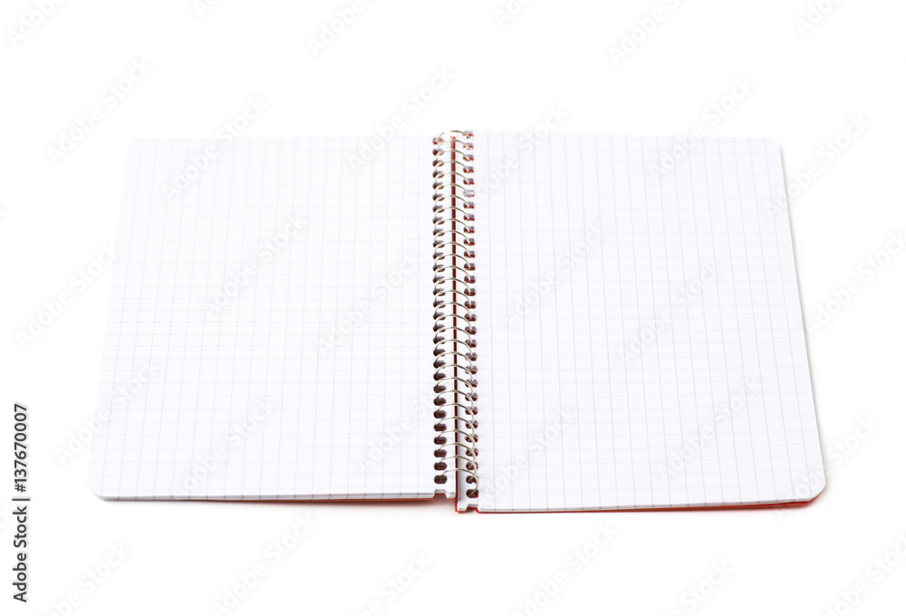 Opened squared notebook isolated Opened squared notebook isolated