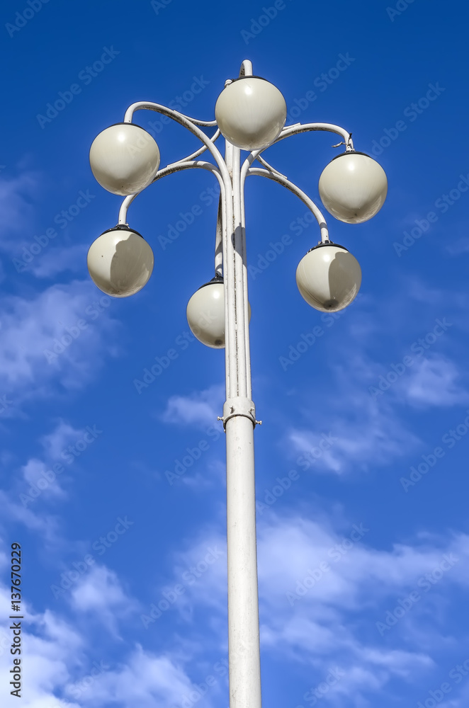 Post coverage on the background of blue sky, close-up Post coverage on the background of blue sky, close-up