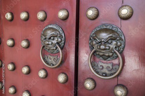Chinese temple front doors