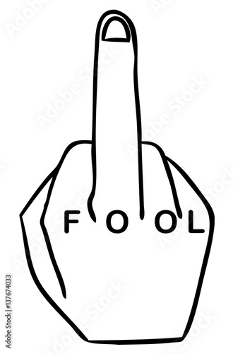 word cartoon middle finger