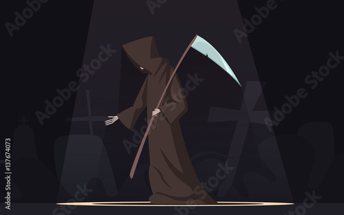 Death With Scythe Symbol Cartoon Image