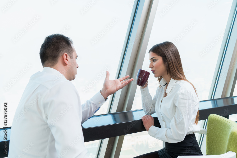 Fototapeta premium business couple working together on project at modern startup office