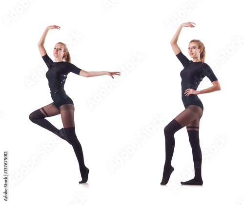 Woman dancing isolated on the white