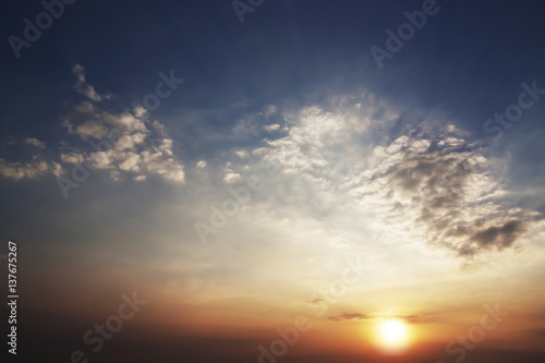 Beautiful clouds and Blue sky during the Sunset.