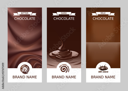 Set realistic vector vertical chocolate banners
