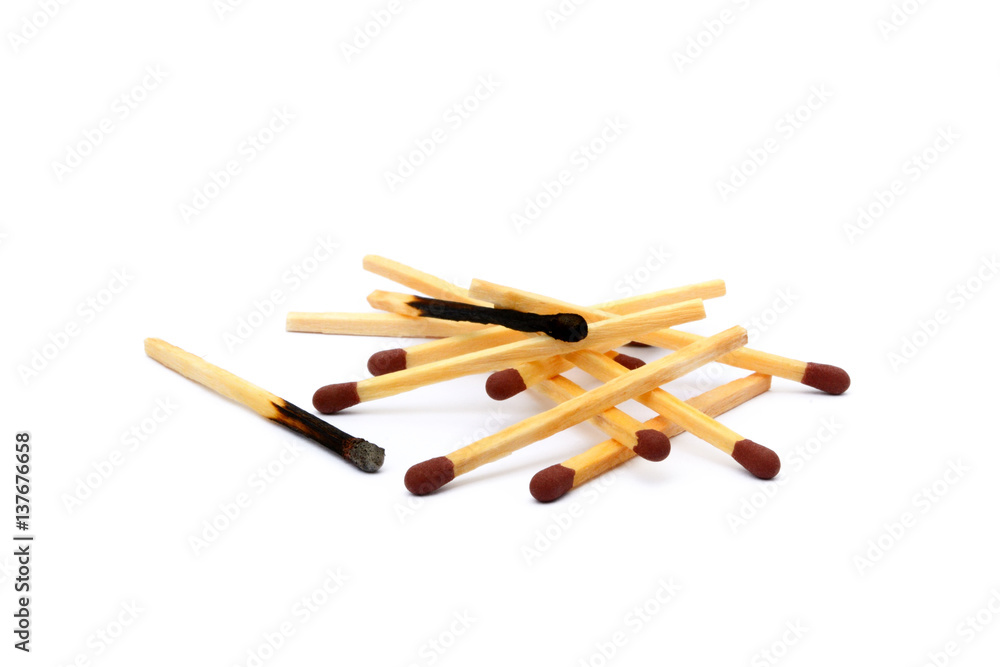Pile of matches isolated on white background Pile of matches isolated on white background