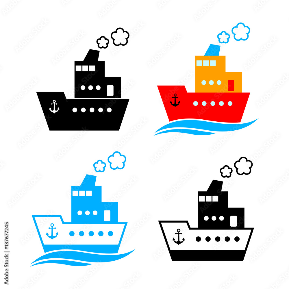 Obraz premium Ship vector icons on white background