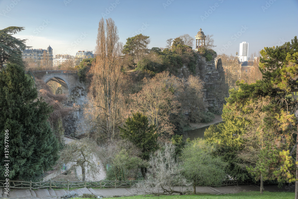 The Sybille temple in the Buttes-Chaumont Park in the north-east of Paris The Sybille temple in the Buttes-Chaumont Park in the north-east of Paris