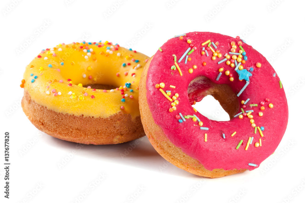 two glazed donut isolated on white background two glazed donut isolated on white background