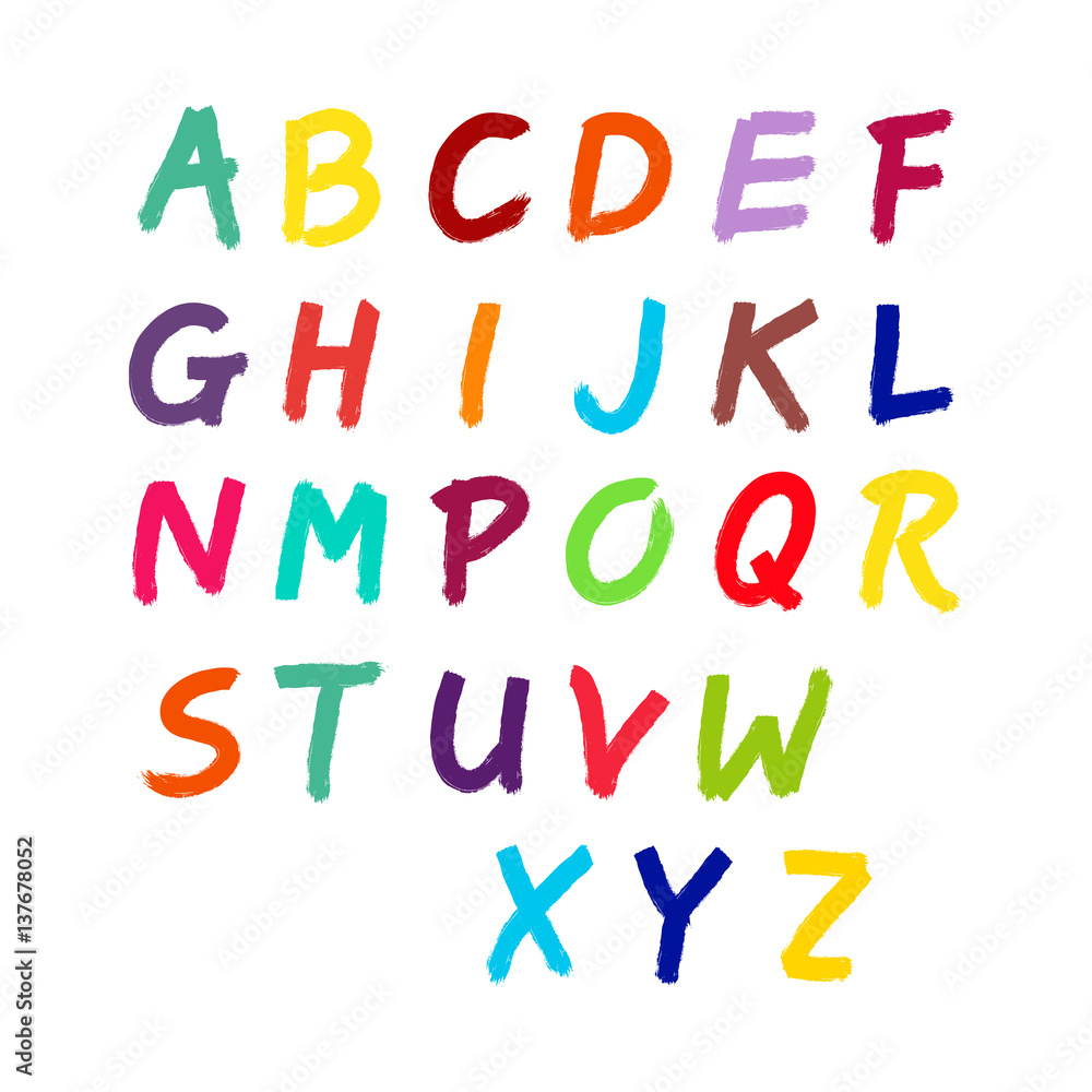 Latin alphabet, the numbers paint brush. Vector