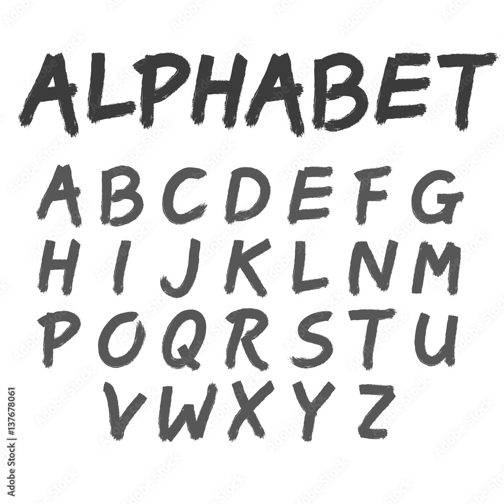 Latin alphabet, the numbers paint brush. Vector