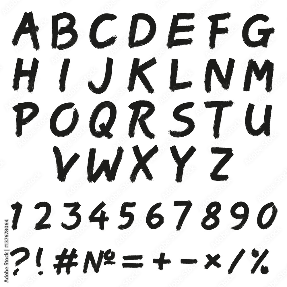 Latin alphabet, the numbers paint brush. Vector Latin alphabet, the numbers paint brush. Vector