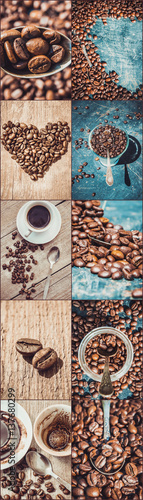 collage many pictures of coffee.  