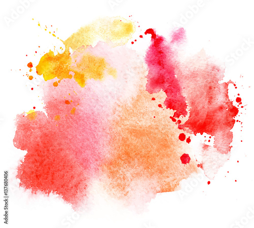 bright red stain splash watercolor paint. grunge illustration