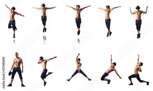 Collage of dancers isolated on white background