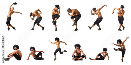 Collage of dancers isolated on white background