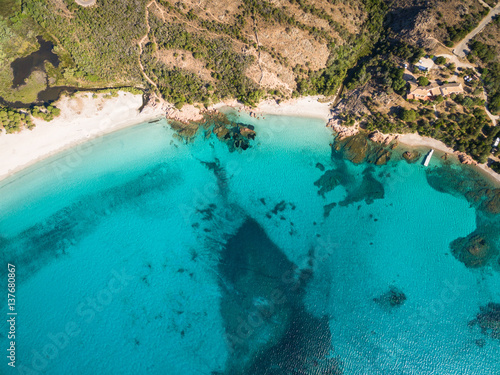 Aerial  view  of Rondinara beach in Corsica Island in France © Samuel B.