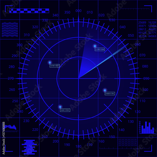 Blue radar screen