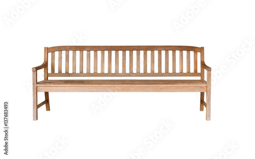 Old wooden bench isolated on white