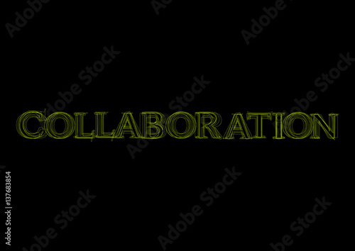 Vector word collaboration,  green light on black background