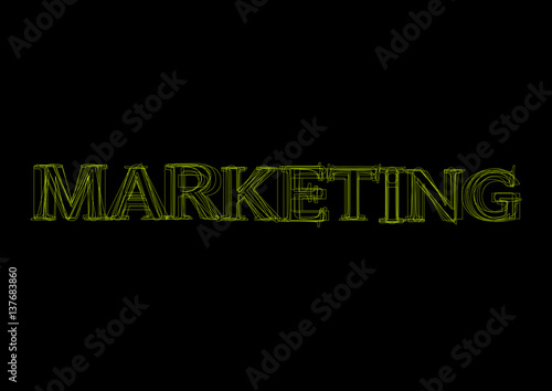 Vector word marketing,  green light on black background