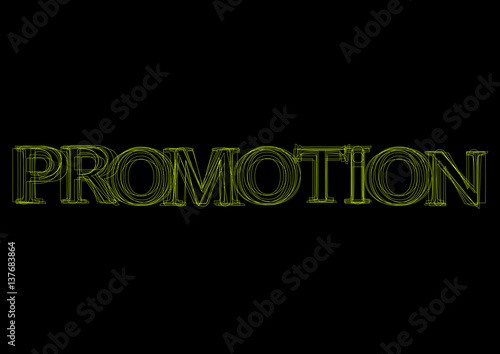 Vector word promotion,  green light on black background