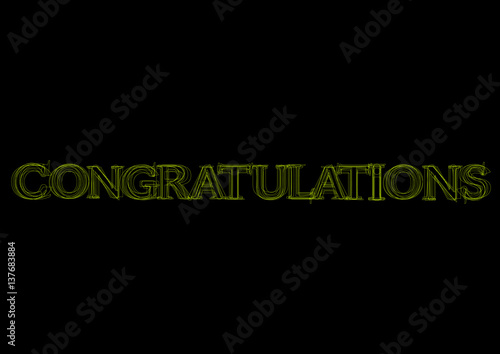 Vector word congratulation,  green light on black background