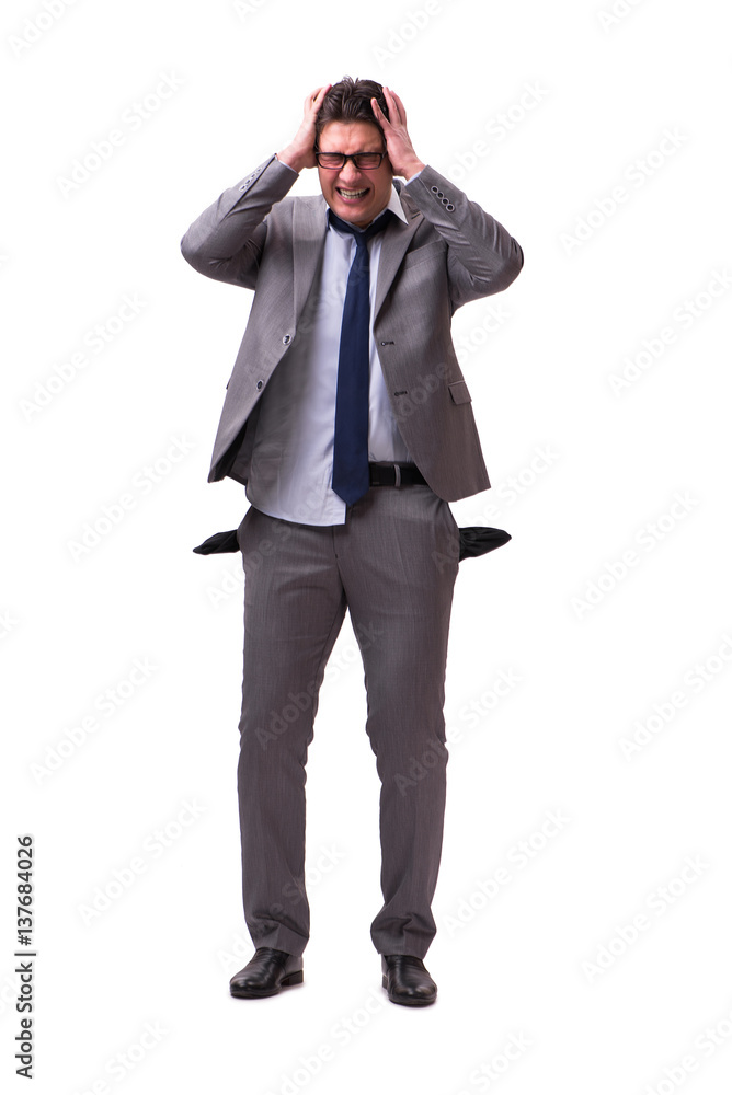 Bankrupt businessman isolated on white background Bankrupt businessman isolated on white background
