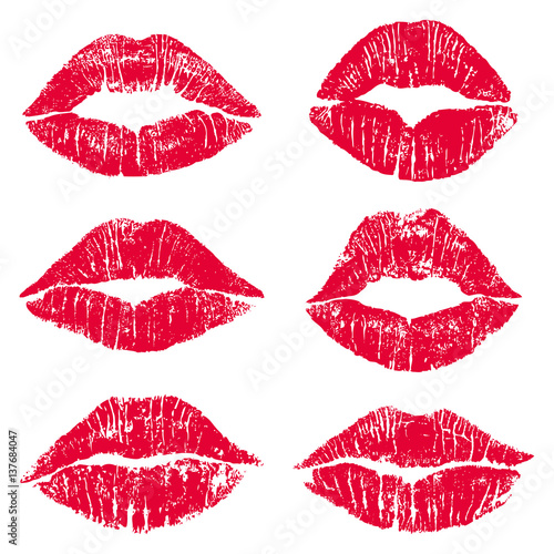 Female lips kiss print set