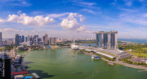 Singapore aerial view city skyline, Marina Bay, Singapore