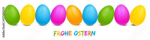 Farbige Ostereier aufgereiht - Frohe Ostern Banner