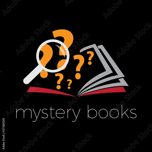 Vector sign mystery and thriller book on black background