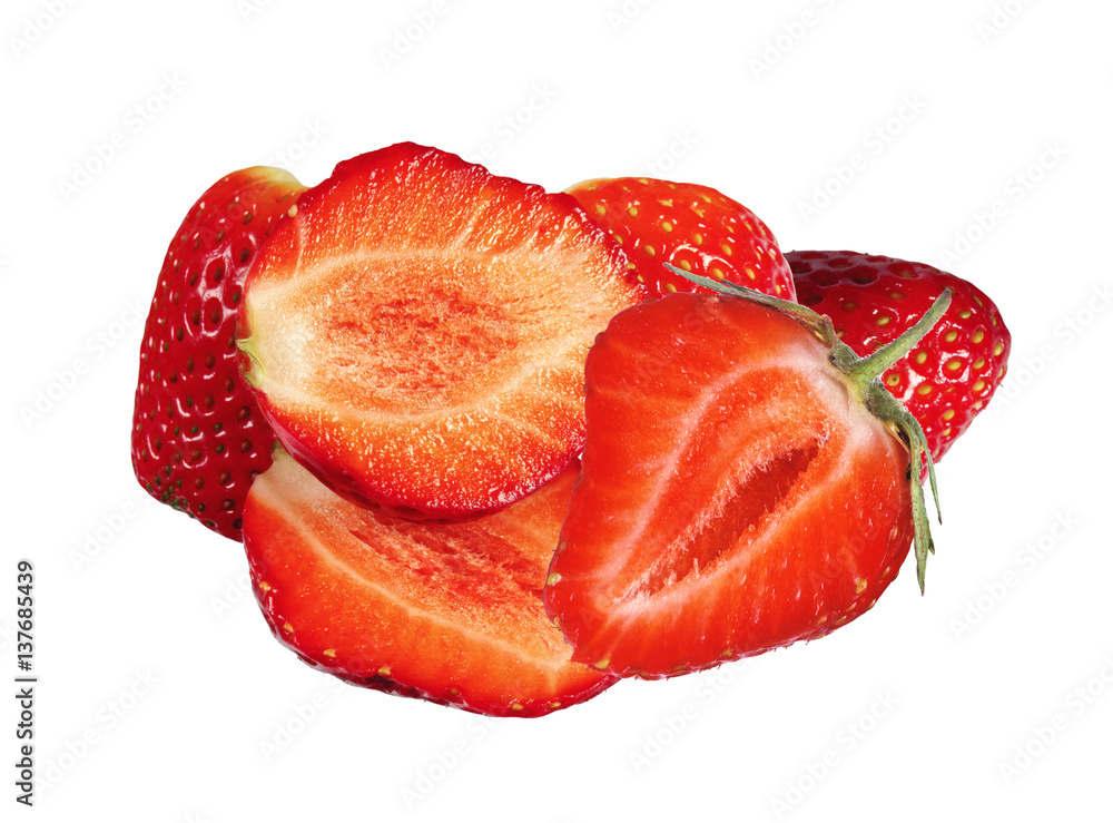 sweet strawberries isolated on white