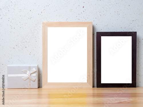 mock up frame photo on table.