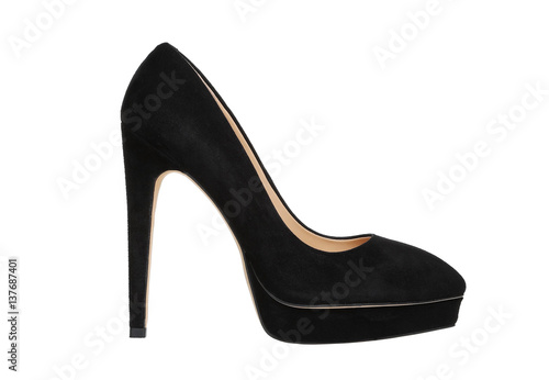 black high heeled shoe isolated on white