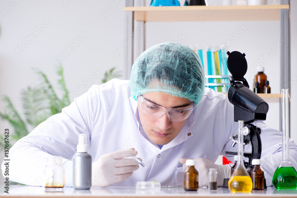 Pharmaceutical industry concept with scientist in the lab Pharmaceutical industry concept with scientist in the lab