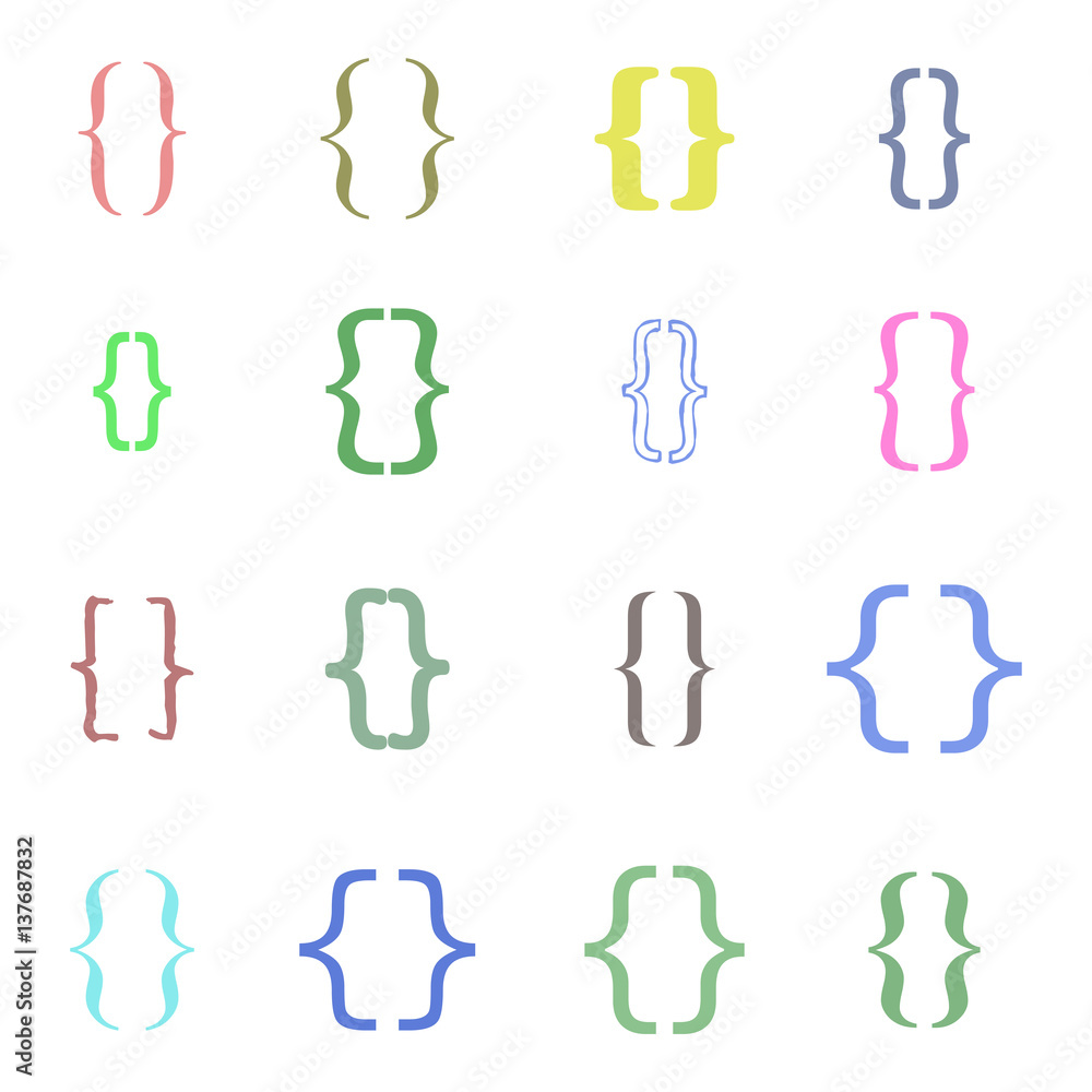 Set of braces or curly brackets icon Set of braces or curly brackets icon