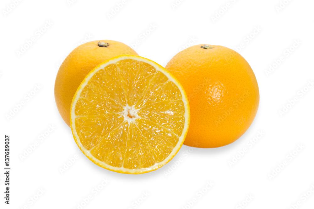 Fresh oranges isolated on white background. Fresh oranges isolated on white background.