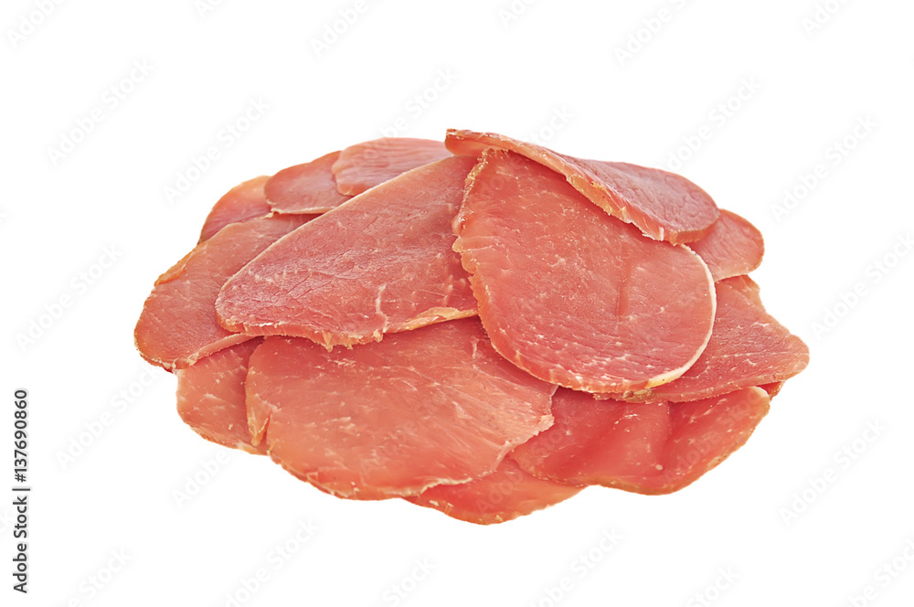 Sliced bacon isolated on white