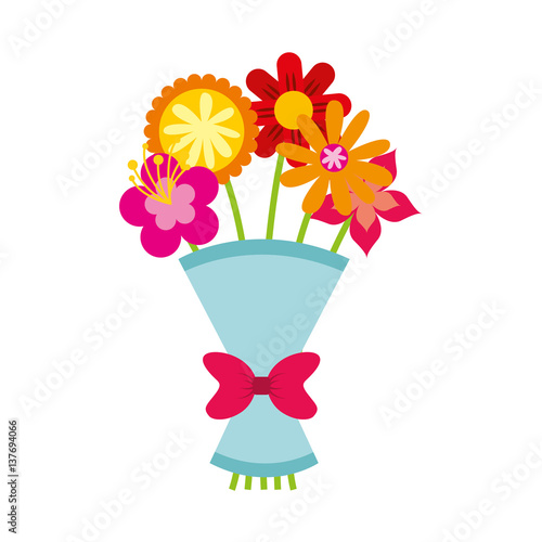 cute bouquet of flowers nature icon vector illustration design