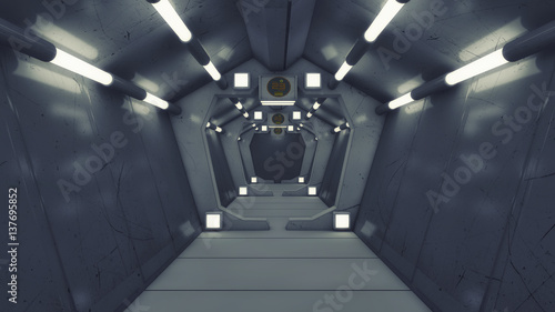 3d rendering. Futuristic interior structure